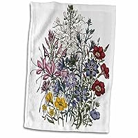 3dRose Linum, Malesherbia, Cleome, Helianthemum Flowers in red, Lavender,... - Towels (twl-153243-1)