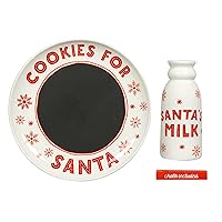 tiny ideas Santa’s Cookie and Milk Plate Set, Chalkboard Personalized Message for Santa Plate and Milk Jug Holiday Tradition Gift Set, Christmas Gift For Kids, Christmas Eve Tradition Play Set