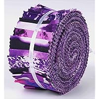 Soimoi 40Pcs Tie Dye Print Cotton Precut Fabrics for Quilting Craft Strips 2.5x42inches Jelly Roll - Purple