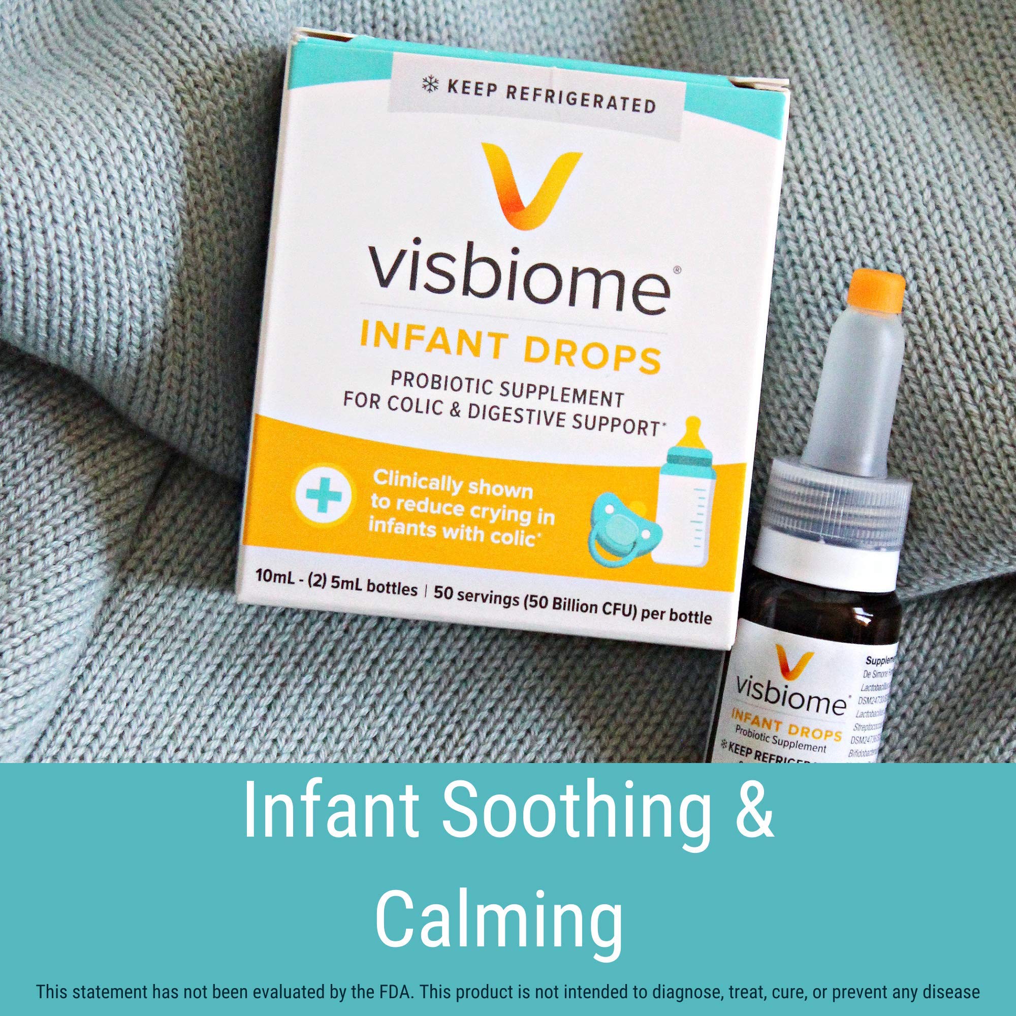 Visbiome® Infant Drops, Probiotic Supplement for Colic & Digestive Support, 10 mL, 50 Servings - Shipped Cold in Recyclable Cooler with Temperature Monitor, (2-Pack)