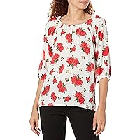 Star Vixen Women's 3/4 Sleeve Peasant Elastic-Hem Top