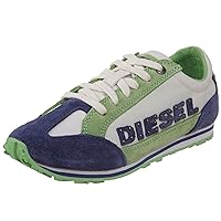 Diesel Kids Vintage Ice Cool Lace Up Sneaker, White/Mazblue/Green, 31.5 M EU/13.5 M US Little Kid