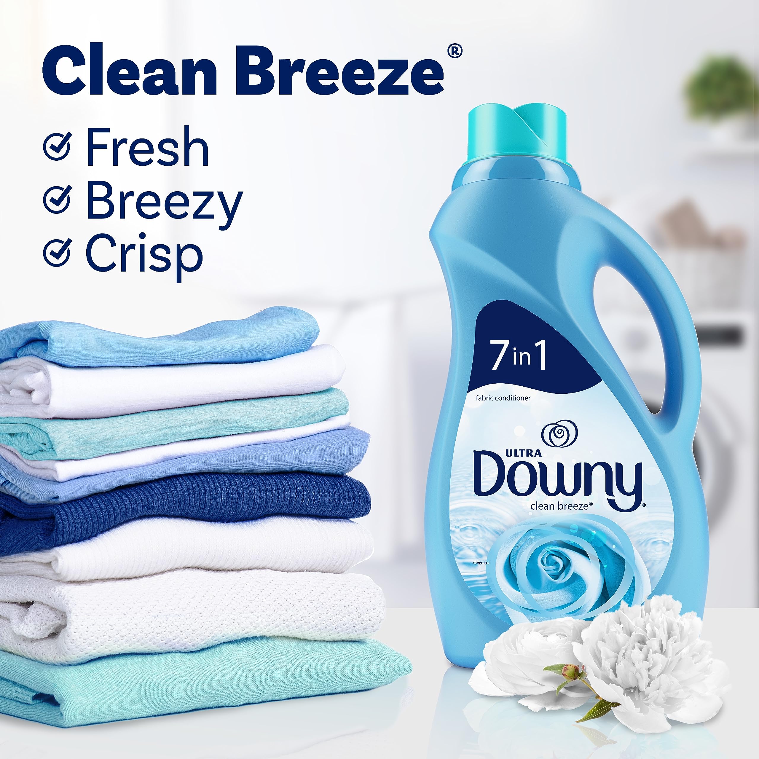 Downy Clean Breeze Liquid Fabric Conditioner (Fabric Softener), 140 fl oz, 190 loads