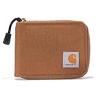 Men's Casual Canvas Zip, Durable Zippered Wallets, Brown, One Size