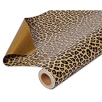 American Greetings Reversible Wrapping Paper Jumbo Roll for Birthdays, Mother's Day, Father's Day, Graduation and All Occasions, Leopard and Gold (1 Roll, 175 sq. ft.)
