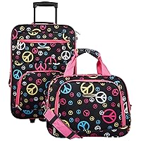 Rockland Fashion Softside Upright Luggage Set,Expandable, Wheel, Telescopic Handle, Peace, 2-Piece (14/19)