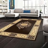 Superior Indoor Runner Rug, Plush Carpet Cover, Traditional Oriental Medallion, Perfect for Hallway, Entryay, Living, Dining, Bedroom, Office, Kitchen, Medallion Collection, 2' 7