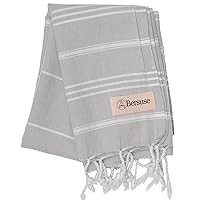 Bersuse 100% Cotton Anatolia Turkish Hand Towel - 23x43 Inches, Silver Grey