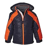 Sportoli Boys' Fleece Lined Hooded Colorblock Winter Puffer Bubble Jacket Coat