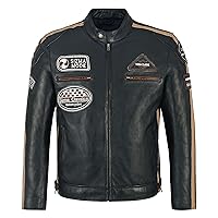 SIZMA Men's Real Leather Jacket Navy 100% Lambskin Biker Motorcycle Style 5011