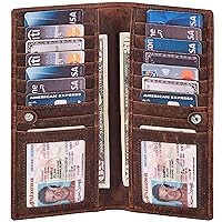 Long Wallet for Men Women Real Leather Bifold RFID Stylish Slim Handmade 2 ID Window Credit Card Holder in Gift Box