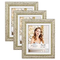 Icona Bay 8x10 Picture Frames with Removable Mat (Gold, 3 Pack), French Baroque Style Photo Frames 8 x 10, Wall Mount or Table Top, Regency Collection