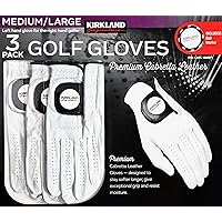 Men's Golf Gloves Premium Cabretta Leather, Medium/Large, 3 Pack
