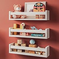 NATURE SUPPLIES Set of 3 White Floating Shelves for Wall, Kids Bookshelf for Bedroom, Book Shelf for Kids Rooms, Nursery Book Shelves, Nursery Shelves for Wall