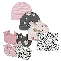 Gerber Baby Girls Cap and Mitten Sets 8pc Pink Leopard 0-3 Months