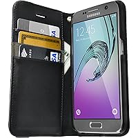Smartish Galaxy S7 Wallet Case - Keeper of The Things - [Folio Wallet Synthetic Leather Portfolio Flip Credit Card Card Cover with Kickstand] (Silk) - Black Onyx