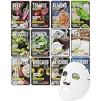Super Food Face Masks Skincare- 12 Pack Facial Sheet Mask for a Glowing Refreshing Skin- Moisturizing Sheet Masks for Face Enriched with Natural Ingredients for All Skin Types
