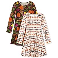 The Children's Place Girls' 2 Pack Long Sleeve Fashion Skater Dress