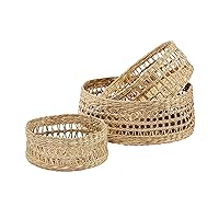 Artera Round Handwoven 3 Piece Wicker Baskets, Wall Basket Decor, Lamp Shade, Seagrass Decorative Baskets for Fruits and Decorative Collections in Kitchens and Living Areas. (Beige)