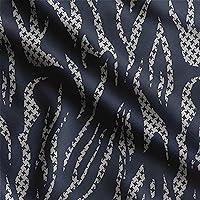 Soimoi Herringbone Print, Silk Fabric, Decor Sewing Fabric by The Yard 42 Inch Wide, Decorative Fabric for Shirts Suits Ties, Blue