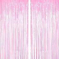 Pink Tinsel Foil Fringe Curtains Decorations - Girls 1st Birthday Party Baby Shower Wedding Party Photo Backdrops Props Decorations,2pc