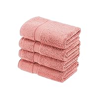 Superior Egyptian Cotton Pile Hand Towel Set of 4, Ultra Soft Luxury Towels, Thick Plush Essentials, Absorbent Heavyweight, Guest Bath, Hotel, Spa, Home Bathroom, Shower Basics, Tea Rose