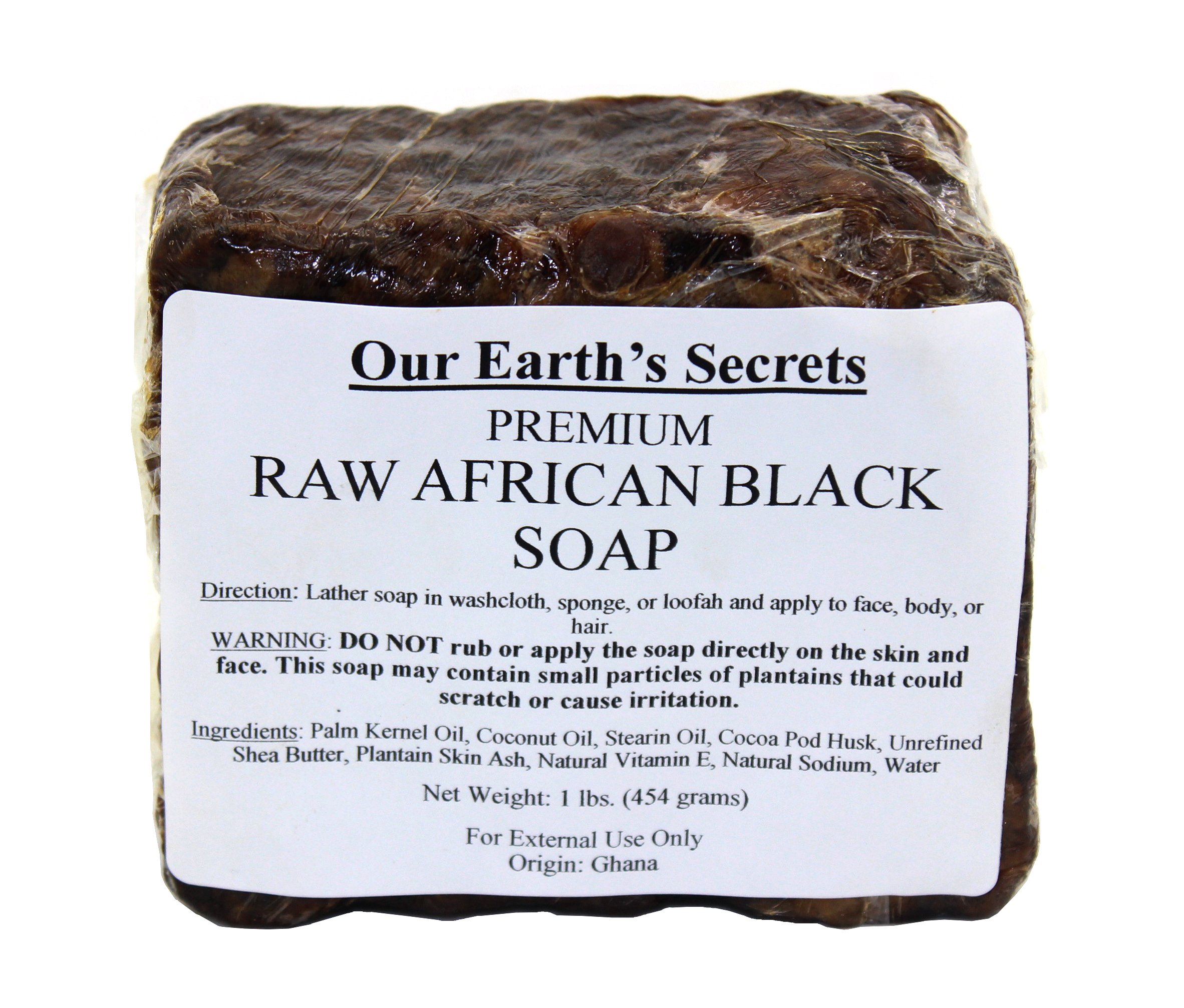 Our Earth's Secrets Raw African Black Soap, 1 lb.