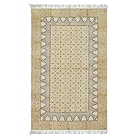 Kilim Rug 12 Square Area Rugs for Flatweave Rug Beige Brown Cotton Rug Embroidery Washable Dhurrie Indoor Outdoor Use Rugs for Large Area Dining Room Living Room Hall Room Patio Doormat