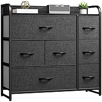 DWVO 7 Drawers Dresser, Organizer Unit for Bedroom, Fabric Dresser Storage Tower for Hallway, Entryway, Closets, Sturdy Steel Frame, Wooden Top
