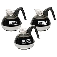 BUNN 12 Cup Easy Pour Commercial Decanter with Handle (3 Pack), Black