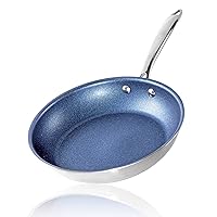 Granitestone 12 Inch Frying Pan, Stainless Steel Frying Pan, Non Stick Skillet/Nonstick Pan with Diamond Coating, Cooking Pan, Nonstick Skillet, Oven Safe Skillet, Dishwasher Safe, Blue