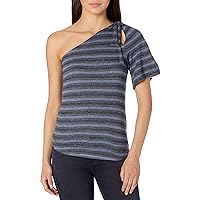 Lucky Brand Womens One Shoulder Stripe Top