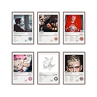 Lil peep Posters Music Album Cover Posters for Room Aesthetic Print Set of 6 Wall Art for Girl and Boy Teens Dorm Decor 8x12 inch Unframed