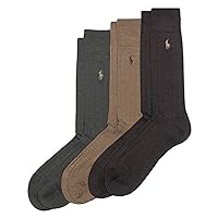 POLO RALPH LAUREN Men's Merino Dress Crew Socks-3 Pair Pack-Breathable Wool & Heel-Toe Reinforcement