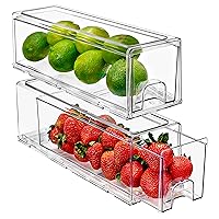 Sorbus Fridge Drawers - Clear Stackable Pull Out Refrigerator Organizer Bins - Food Storage Containers for Kitchen, Refrigerator, Freezer, Vanity & Fridge Organization and Storage (2 Pack | Small)