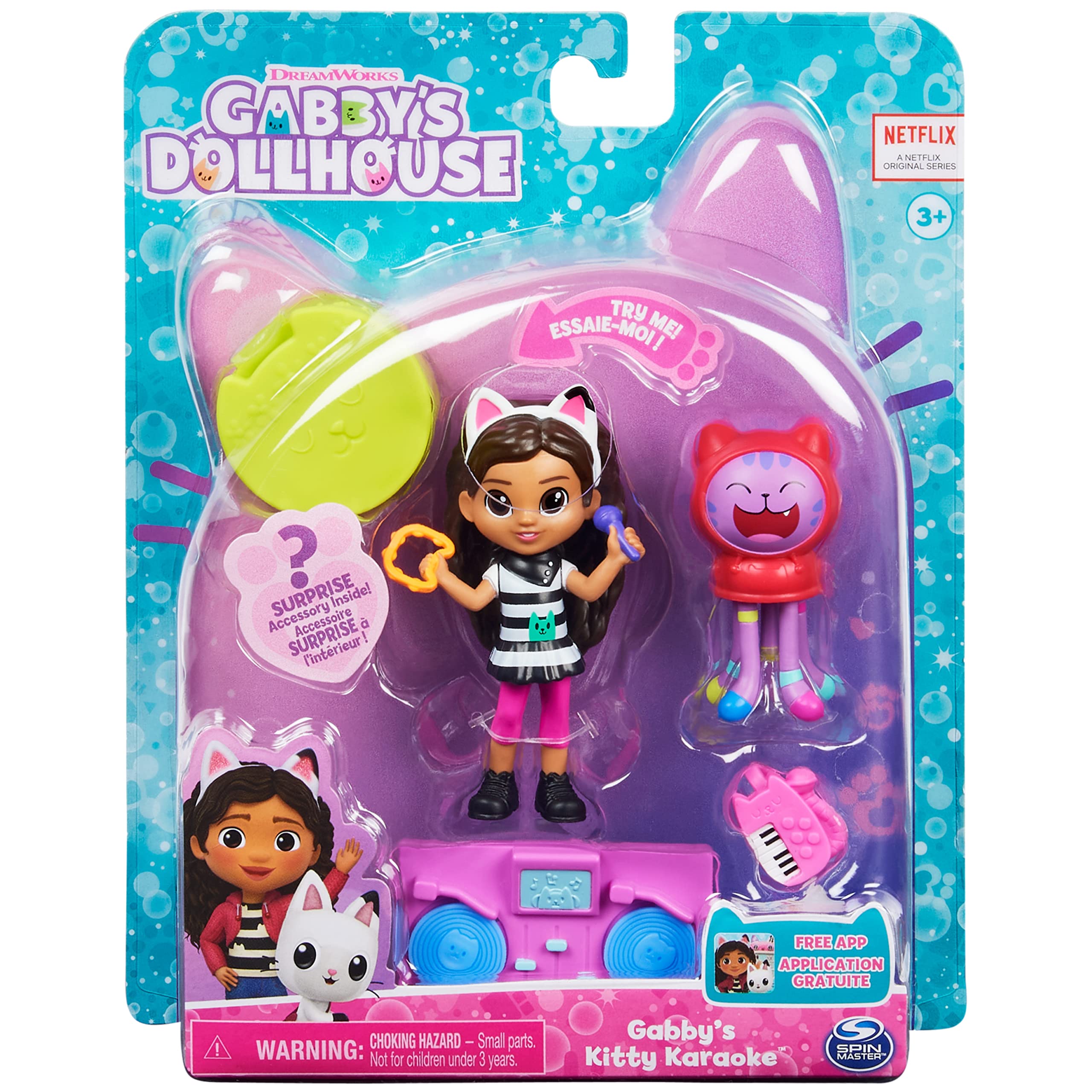 Gabby’s Dollhouse, Kitty Karaoke Set with 2 Toy Figures, 2 Accessories, Delivery and Furniture Piece, Kids Toys for Ages 3 and up
