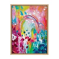 Sylvie Chasing Rainbows Framed Canvas Wall Art by Rachel Christopoulos, 18x24 Natural, Decorative Rainbow Art for Wall
