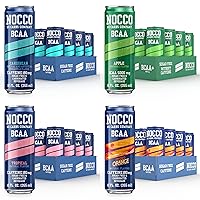 NOCCO BCAA Energy Drink Variety Pack - 12 Count (Pack of 48) - Sugar Free Caffeinated & Decaf Drink - Carbonated & Low Calorie with BCAAs, Vitamin B6, B12, & Biotin - Grab & Go Performance Drinks