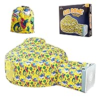 USA Toyz Air Dome Dinosaur Shark Pop Up Tent for Kids- Air Tent Fort for Kids Indoor Playhouse Blow Up Tent, Easy Fan Setup (Fan Not Included), Mesh Window, Inflatable Kids Play Tent Ages 3+ (Yellow)