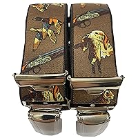 EDERER Jäger Austria-Vienna Braces 35 mm Wide Braces with 4 Clips in H-Shape Adjustable Elastic Braces with Strong Metal Clip / Hunting Dog Brown ST-009, turquoise-blue