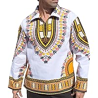 Brand European Poets Collar Long Sleeve Shirt African Dashiki Art