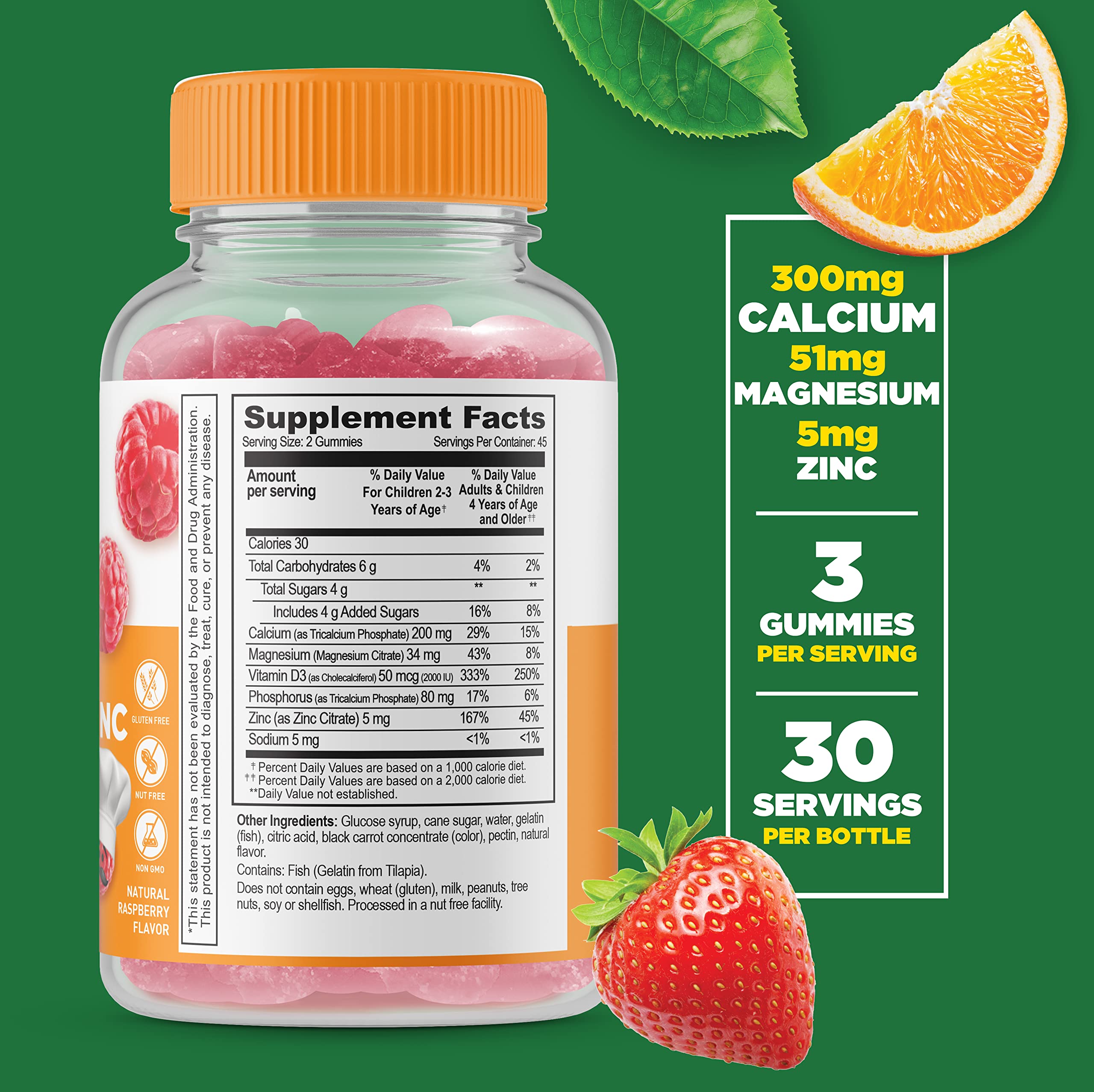 Lifeable Zinc 25mg Kids + Calcium Magnesium & Zinc Kids, Gummies Bundle - Great Tasting, Vitamin Supplement, Gluten Free, GMO Free, Chewable Gummy