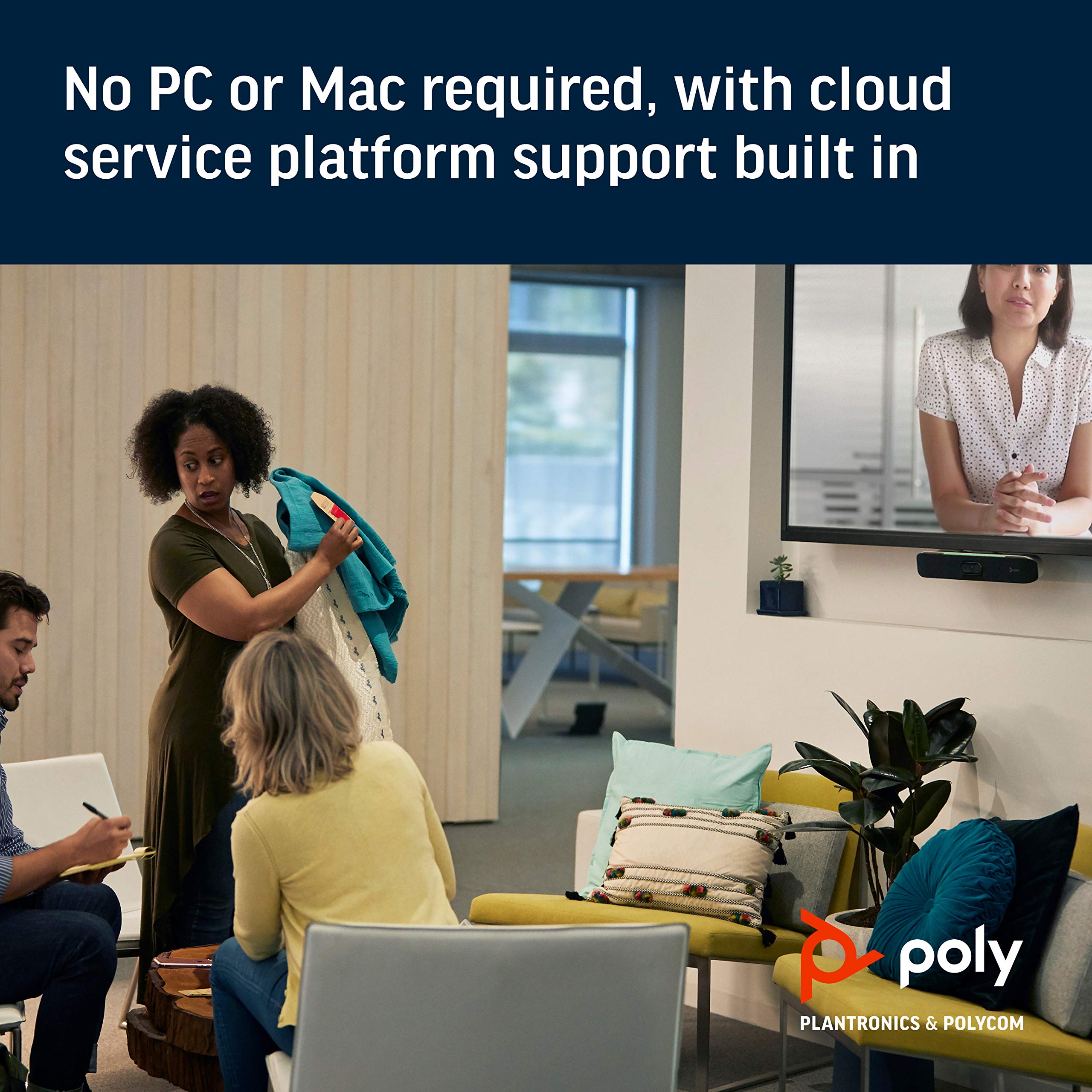 Poly - Studio X30 (Polycom) with TC8 Touch Controller - 4K Video & Audio Bar - Conferencing System for Small Meeting Rooms - Works with Teams, Zoom & More