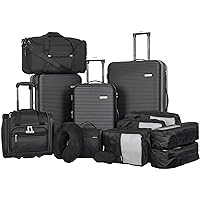 Travelers Club Riddock Luggage and Travel Accessories, Black, 14-Piece Set