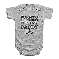 Baffle Born To Shoot Hoops With My Daddy/Baby Basketball Onesie/Bodysuit