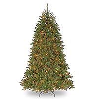 National Tree Company Pre-Lit Artificial Full Christmas Tree, Green, Dunhill Fir, Multicolor Lights, Includes Stand, 7.5 Feet