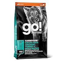 GO! SOLUTIONS Carnivore Grain Free Dog Food for Adult Dogs, 12 lb – Chicken, Turkey + Duck Recipe – Protein Rich Dry Dog Food – Complete + Balanced Nutrition for Adult Dogs