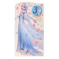 Disney 3rd Birthday Card For Her/Girl With Envelope - Badge Design - With Elsa