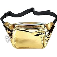 Shiny Neon Fanny Bag for Women Rave Festival Hologram Bum Travel Waist Pack (Gold)