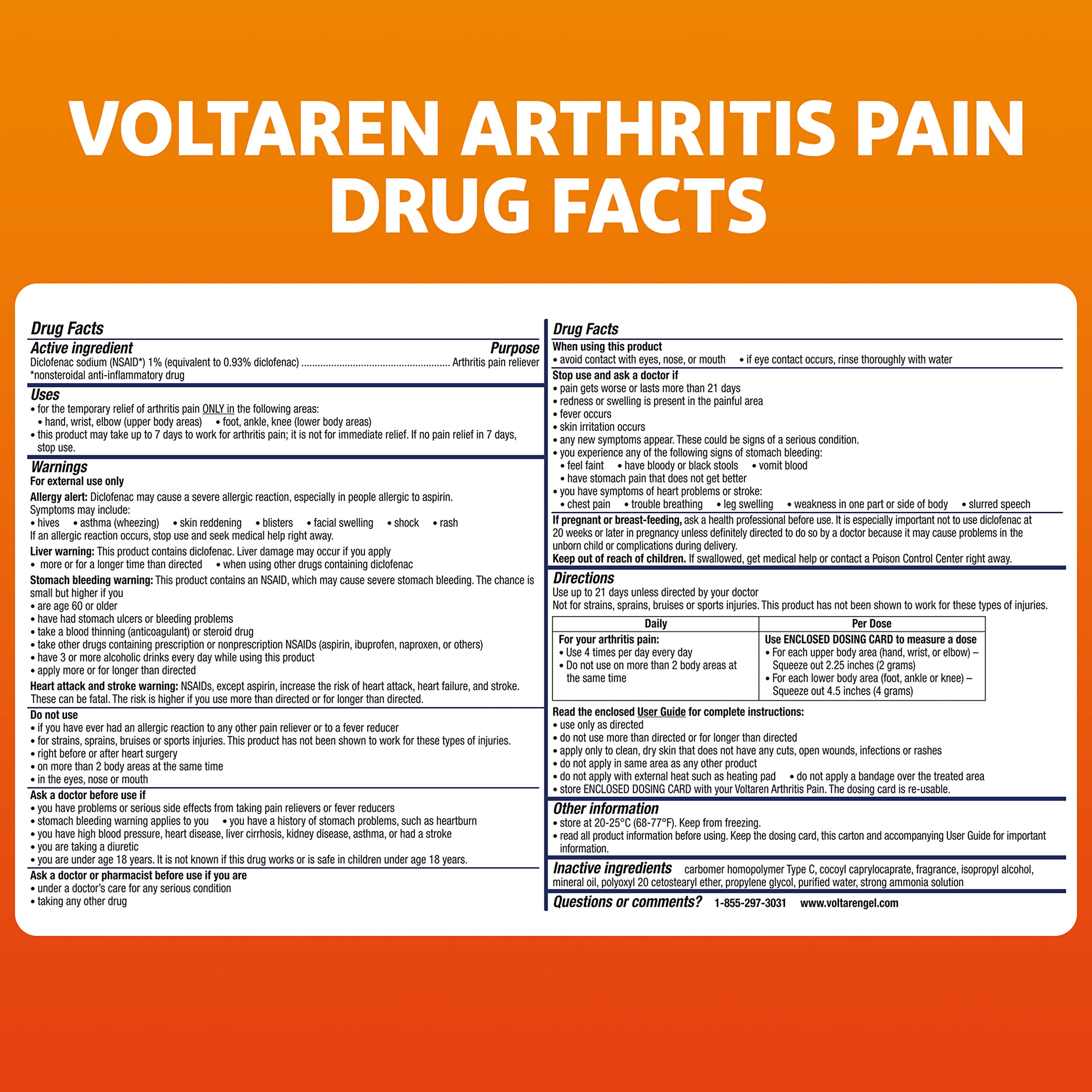 Voltaren Arthritis Pain Gel for Powerful Topical Arthritis Pain Relief, No Prescription Needed - 3.53 Ounce (Pack of 2)